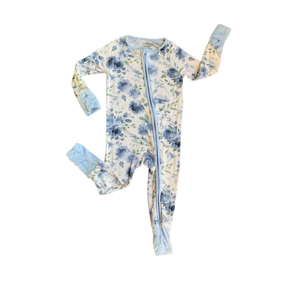 Caden Lane Blue Floral Bamboo Zippy
